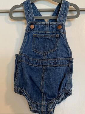Old Navy Dark Blue Denim Baby Overalls Romper